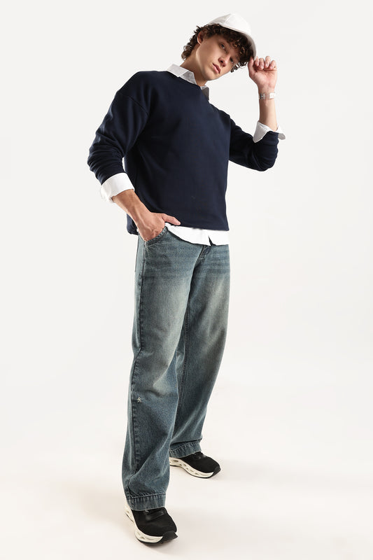 NAVY BLUE OVERSIZED SWEATSHIRT