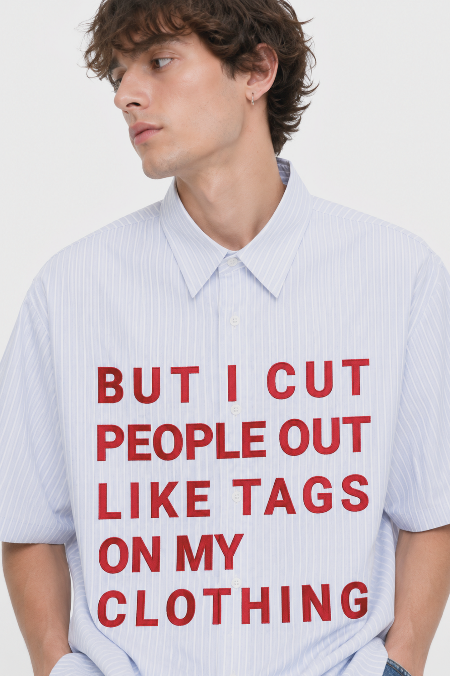 CUT PEOPLE OUT OVERSIZED STRIPED SHIRT BOXY FIT