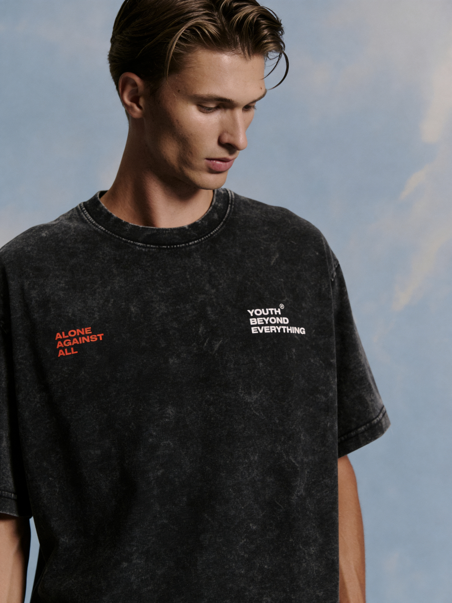 ALONE AGAINST ALL ACID WASH OVERSIZED T-SHIRT (UNISEX)