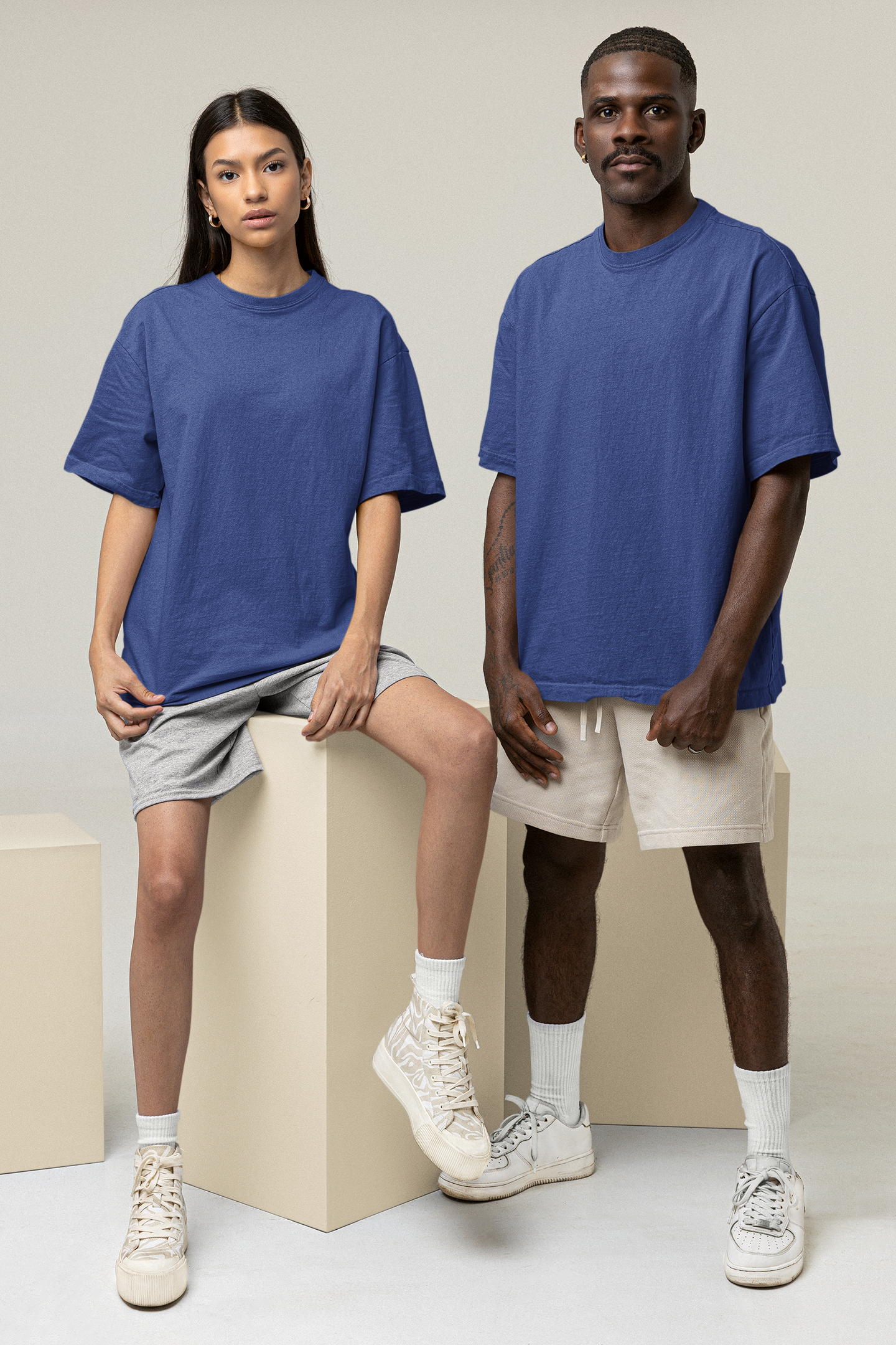 Solid Royal Blue Oversized T-Shirt