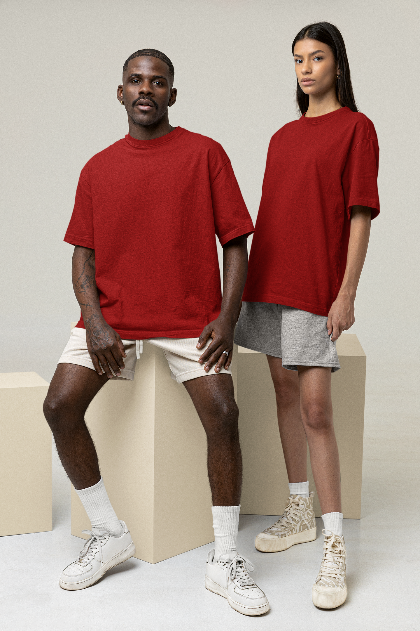 Solid Red Oversized T-Shirt
