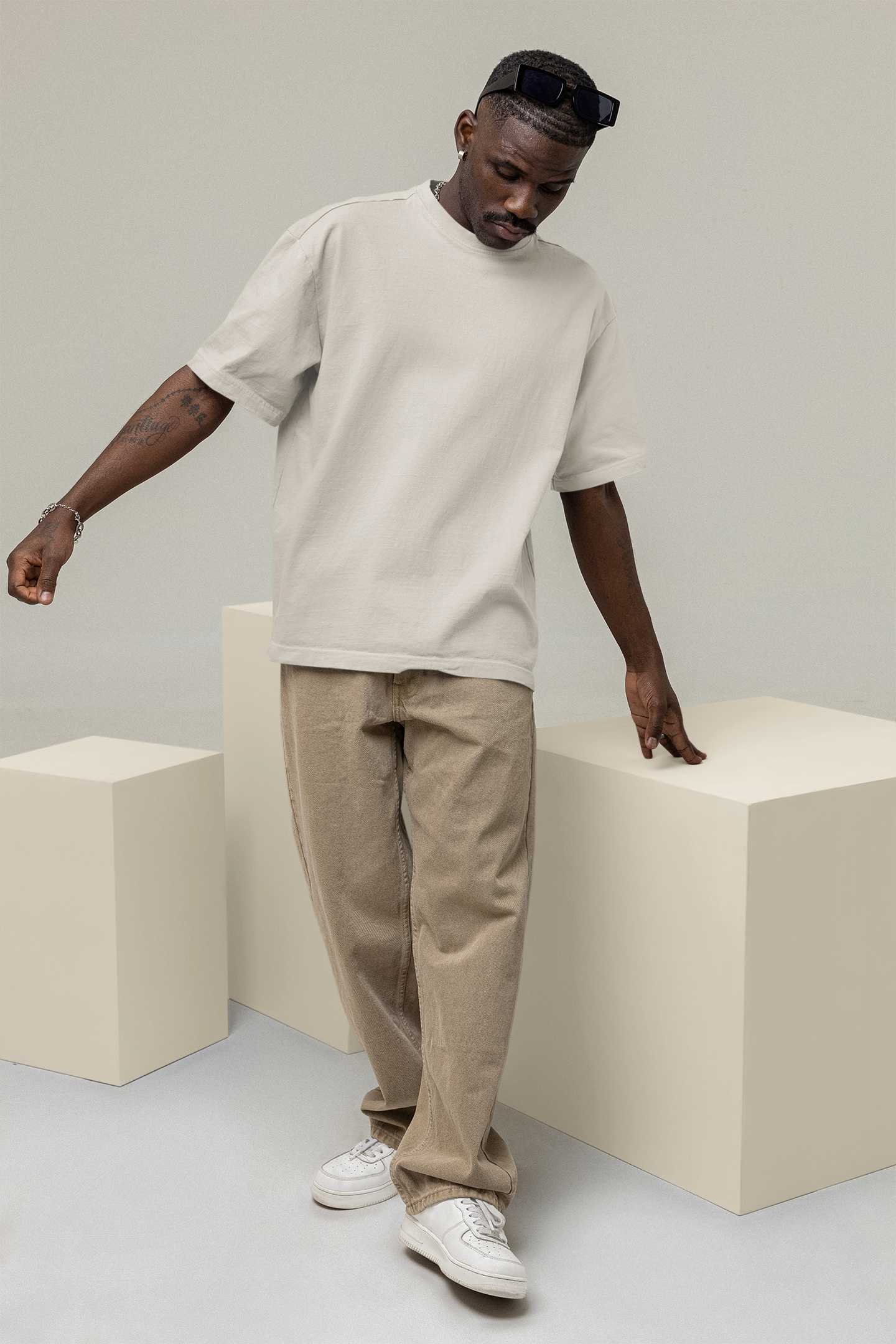 Solid Off-White Oversized T-Shirt