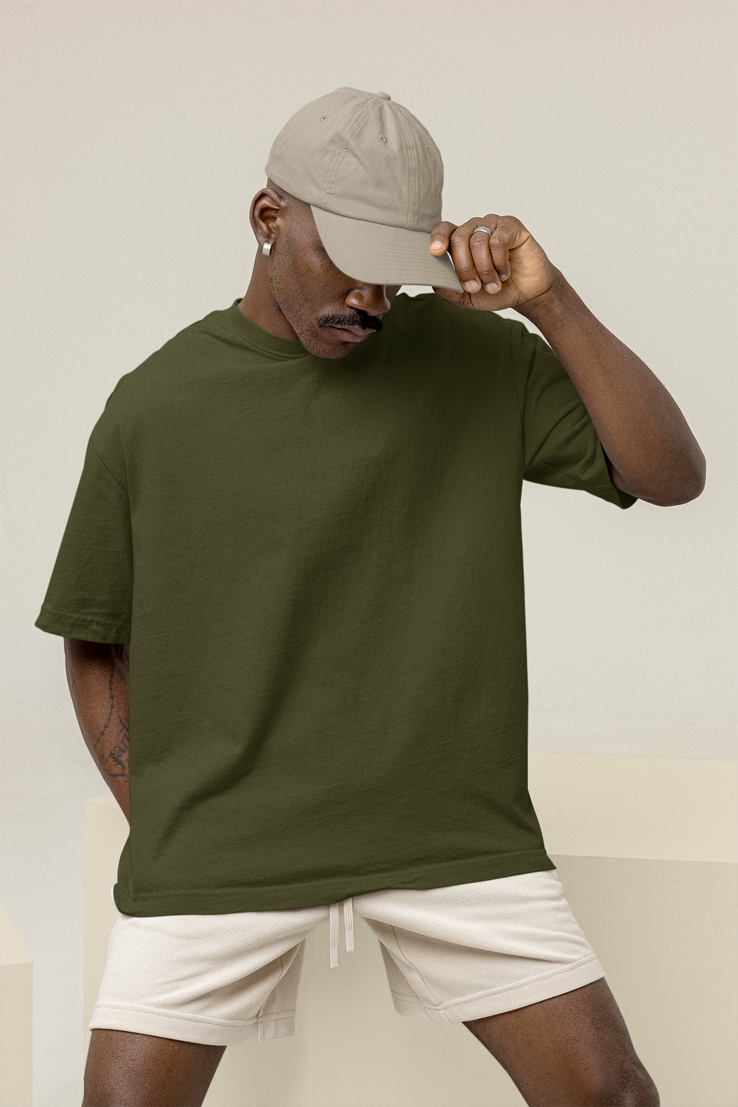 Solid Olive Green Oversized T-Shirt