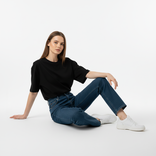 SOLID BLACK OVERSIZED T-SHIRT