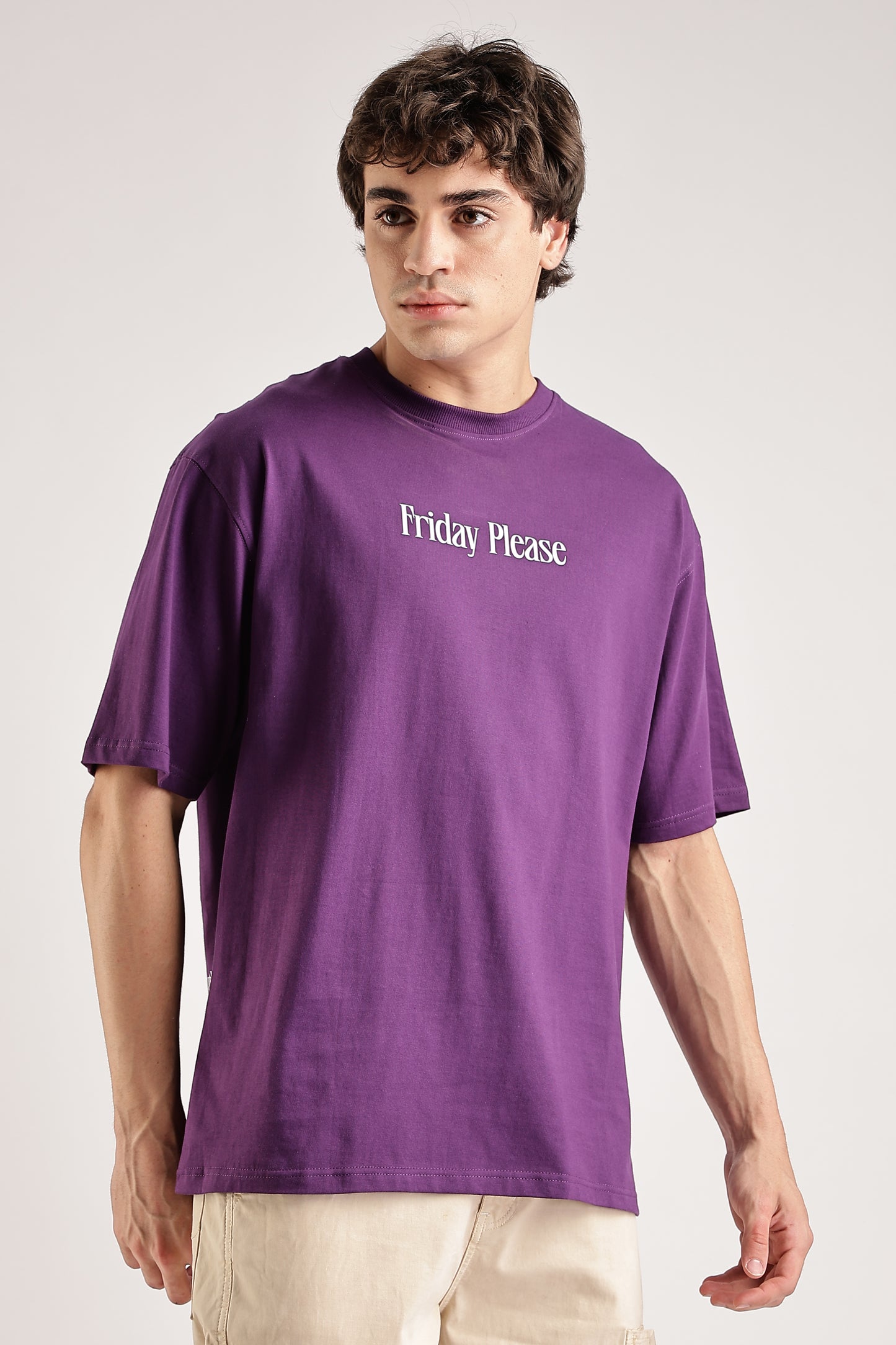 Friday Please Oversized T-Shirt (Purple)