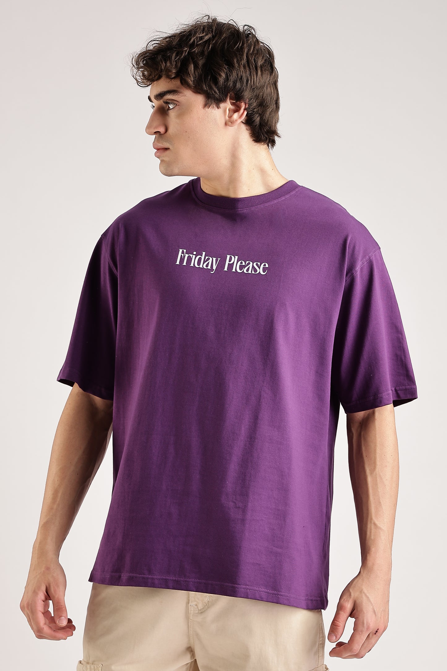 Friday Please Oversized T-Shirt (Purple)
