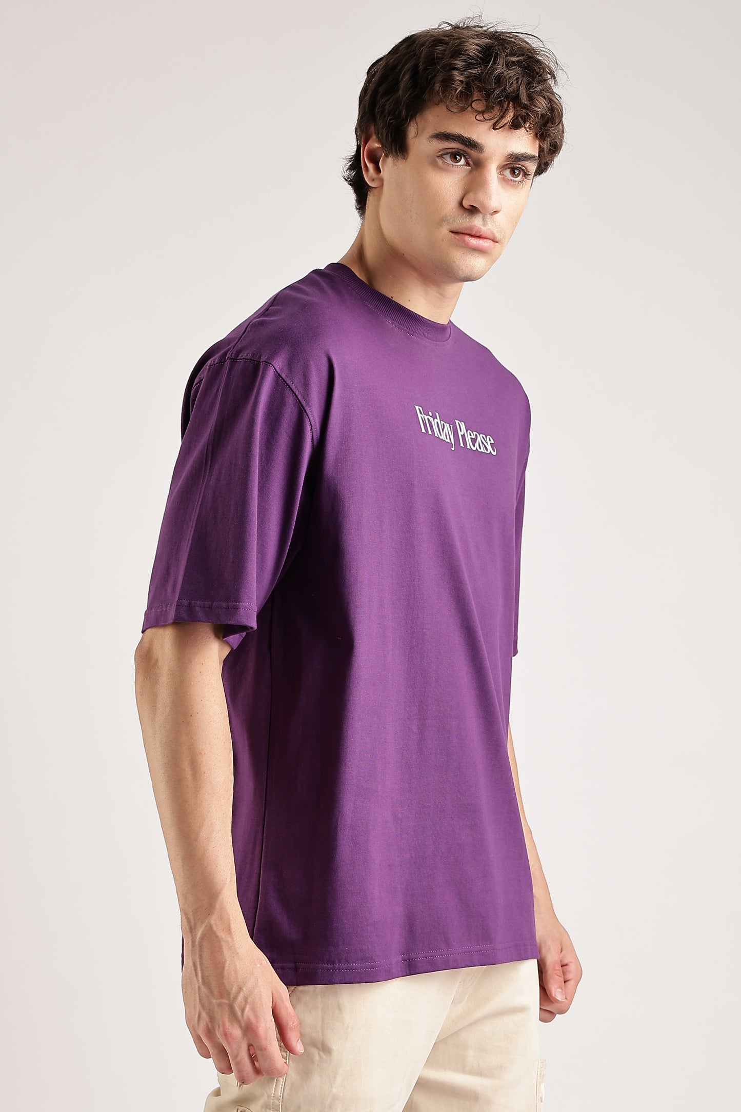 Friday Please Oversized T-Shirt (Purple)