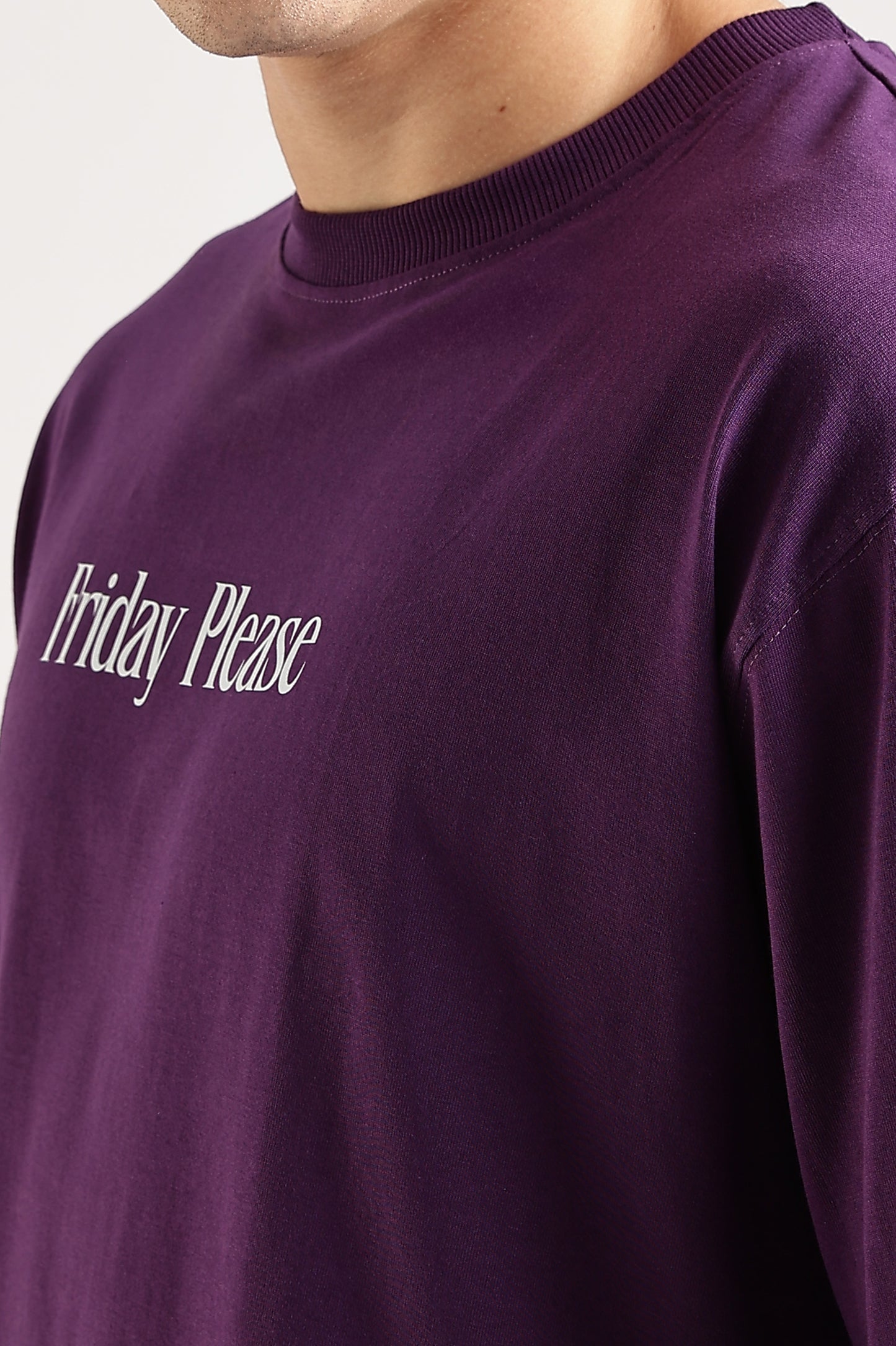 Friday Please Oversized T-Shirt (Purple)