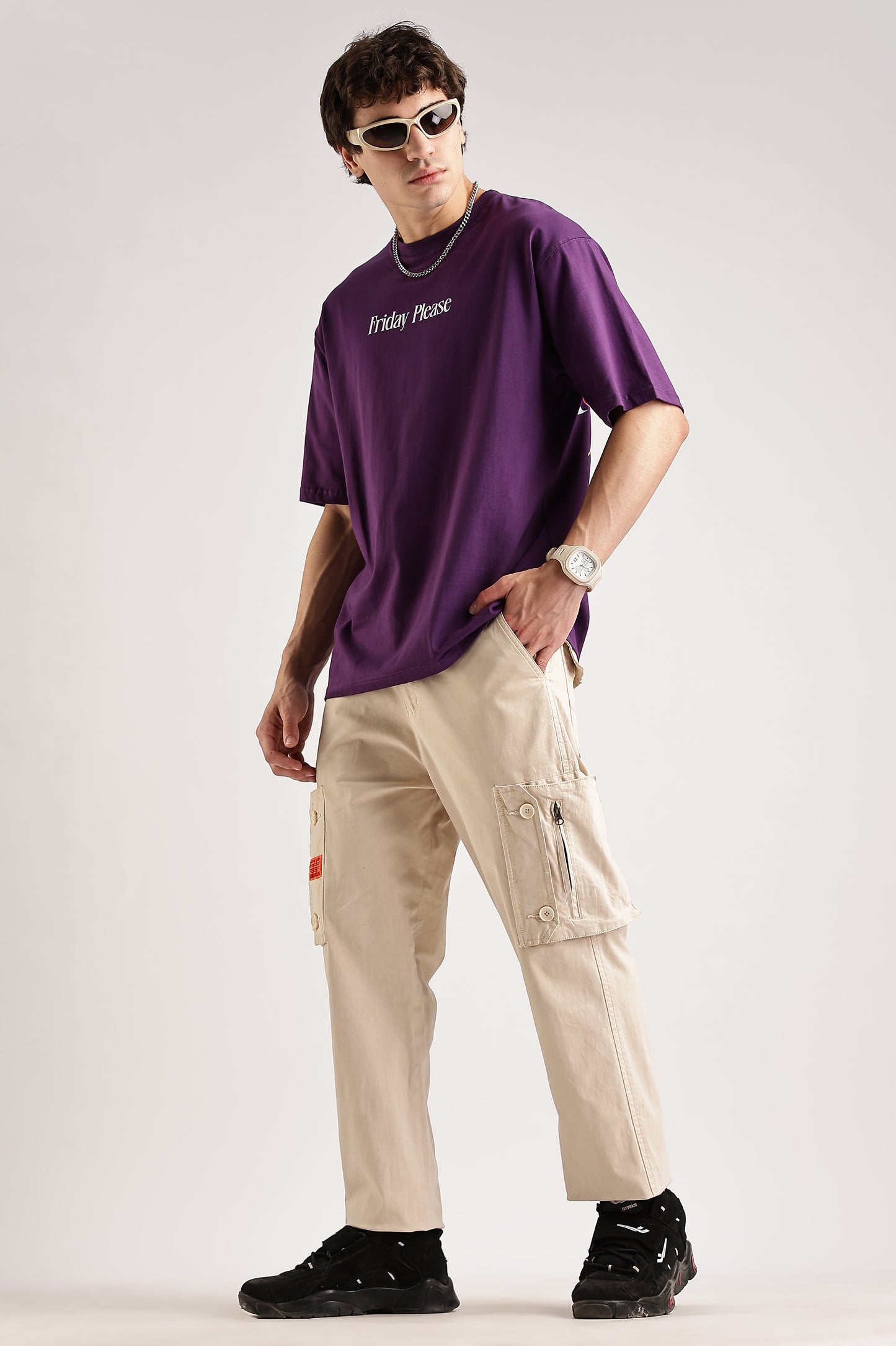 Friday Please Oversized T-Shirt (Purple)