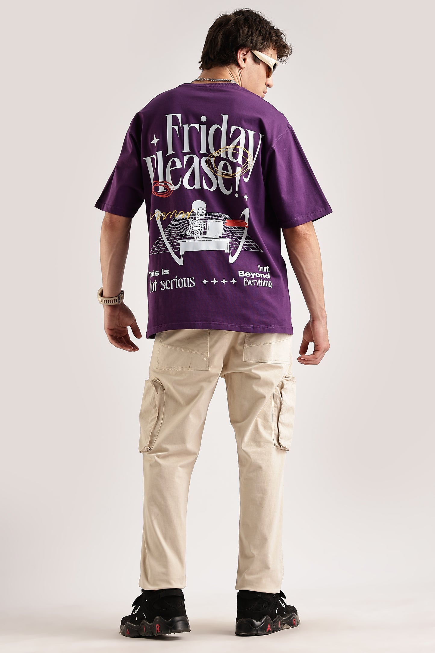 Friday Please Oversized T-Shirt (Purple)