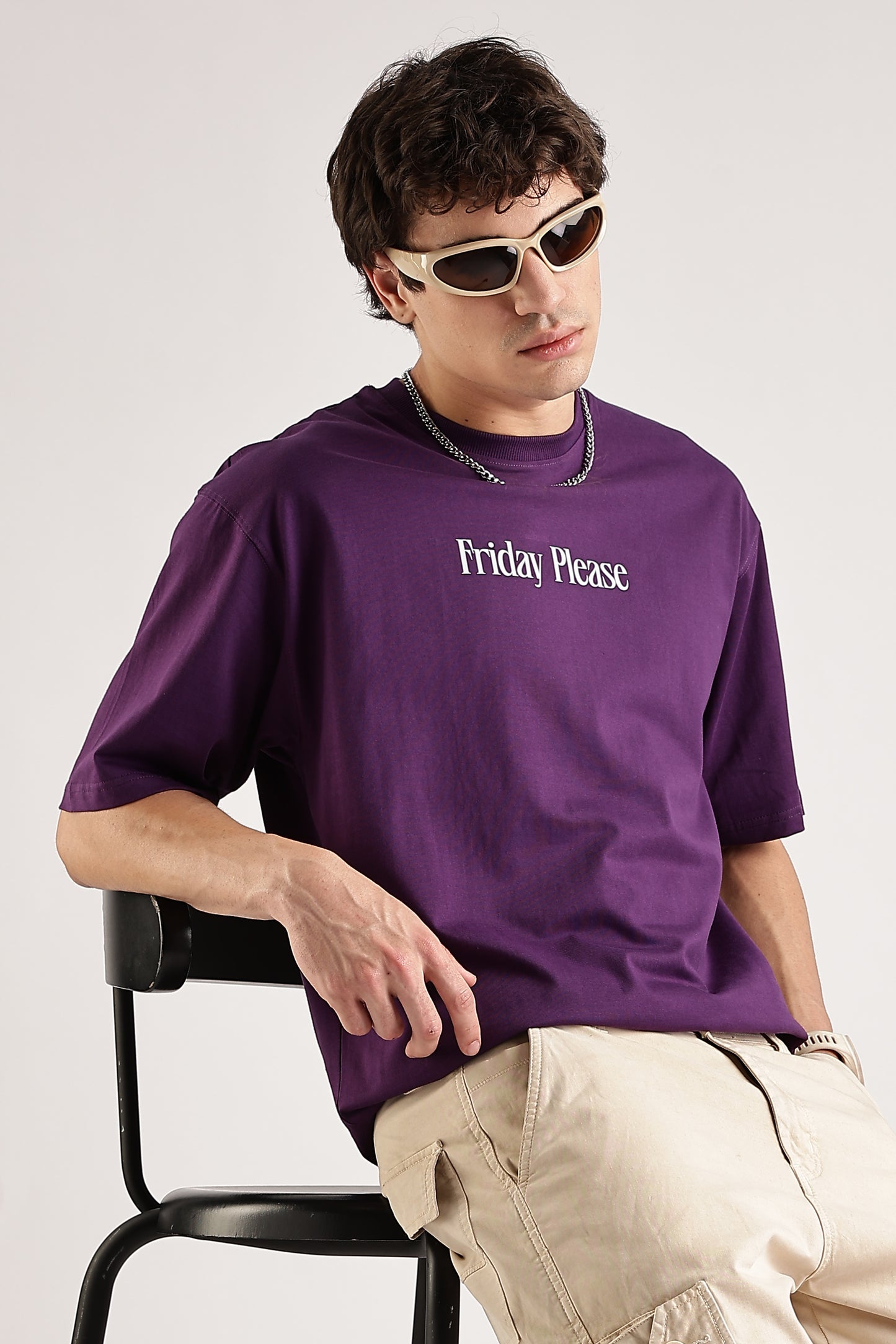 Friday Please Oversized T-Shirt (Purple)