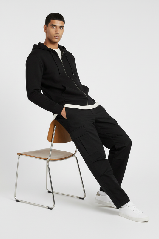 BLACK UNISEX ZIP HOODIE