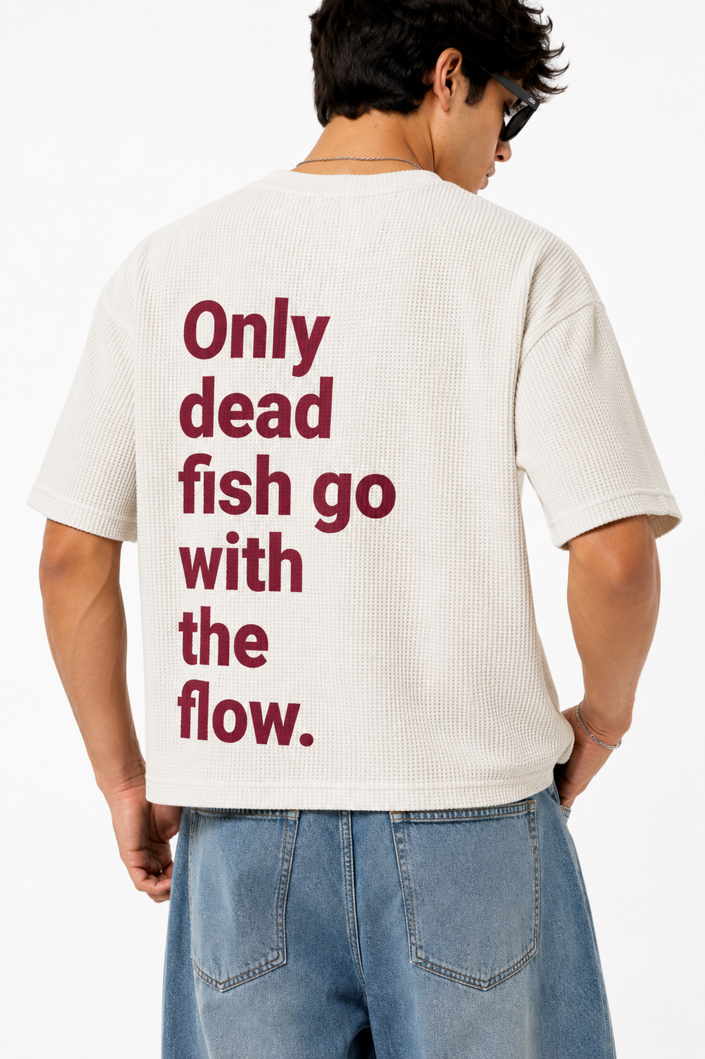 ONLY DEAD FISH GO WITH THE FLOW BOXY OVERSIZED T-SHIRT