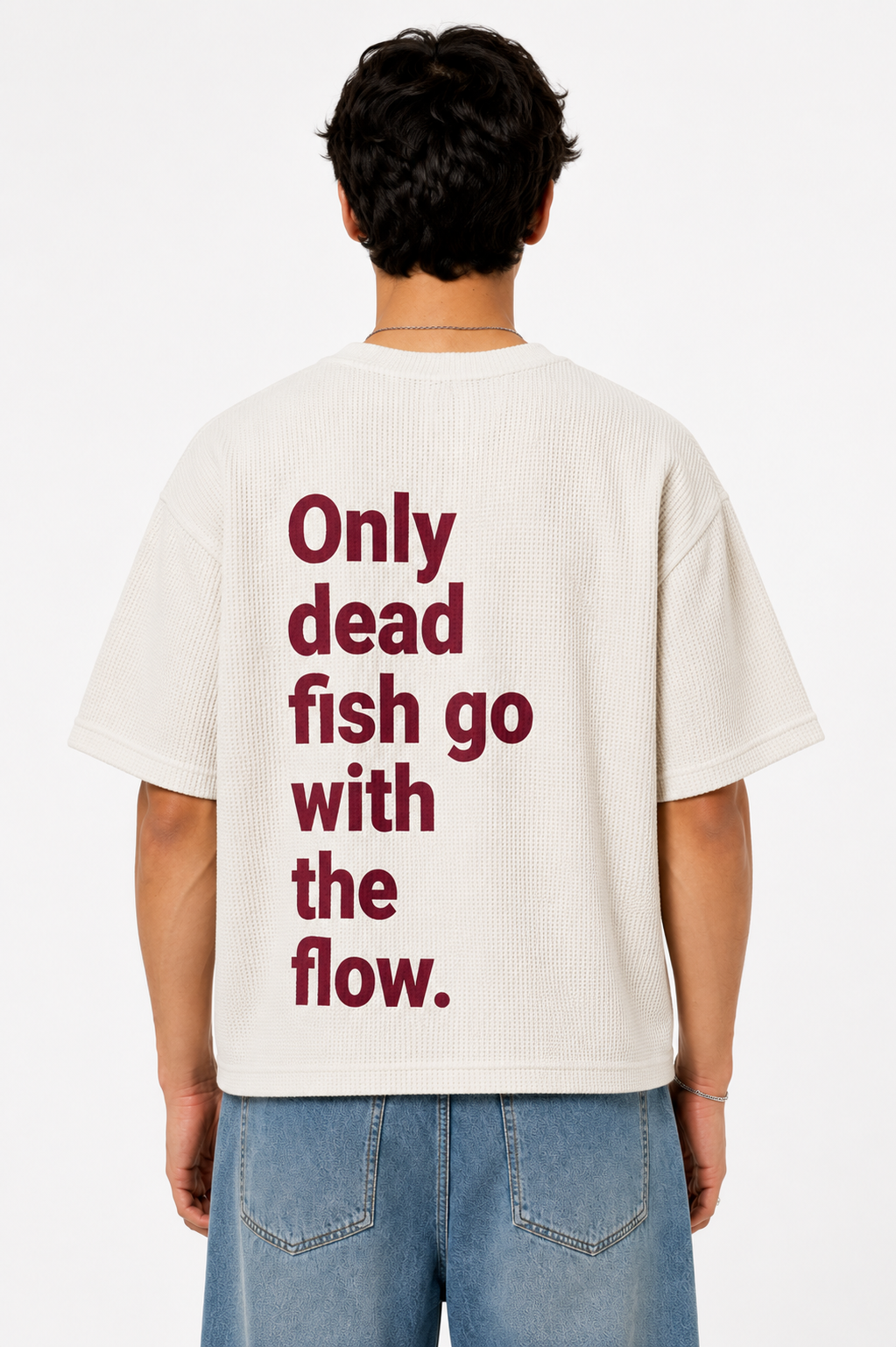 ONLY DEAD FISH GO WITH THE FLOW BOXY OVERSIZED T-SHIRT