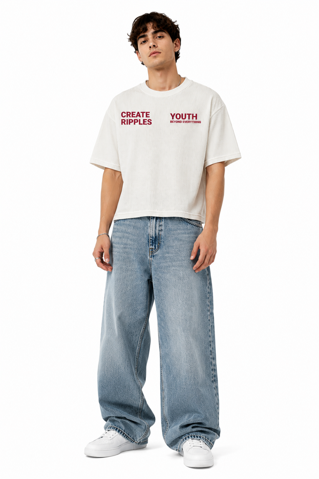 ONLY DEAD FISH GO WITH THE FLOW BOXY OVERSIZED T-SHIRT