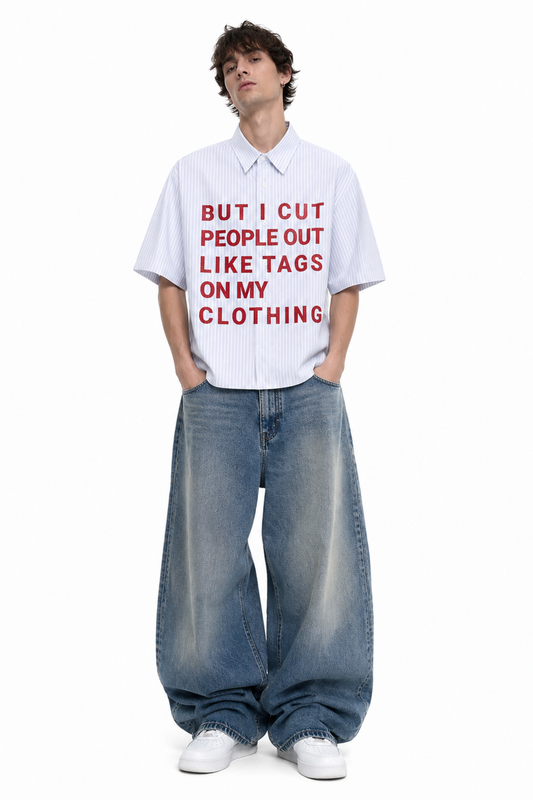 CUT PEOPLE OUT OVERSIZED STRIPED SHIRT BOXY FIT