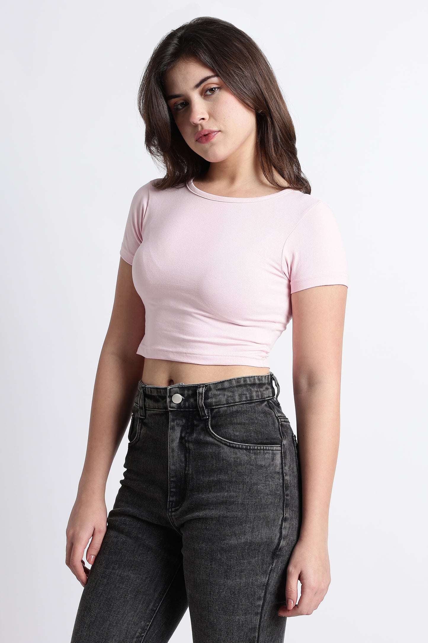 SOLID LIGHT BABY PINK BABY TEE