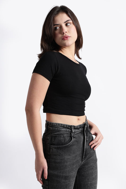 SOLID BLACK BABY TEE