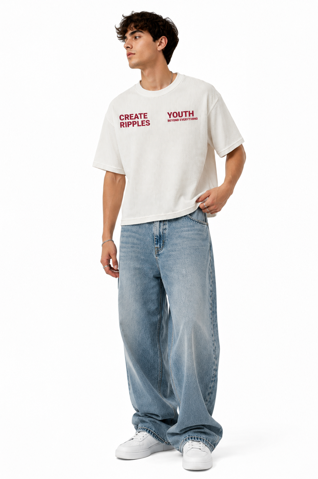 ONLY DEAD FISH GO WITH THE FLOW BOXY OVERSIZED T-SHIRT