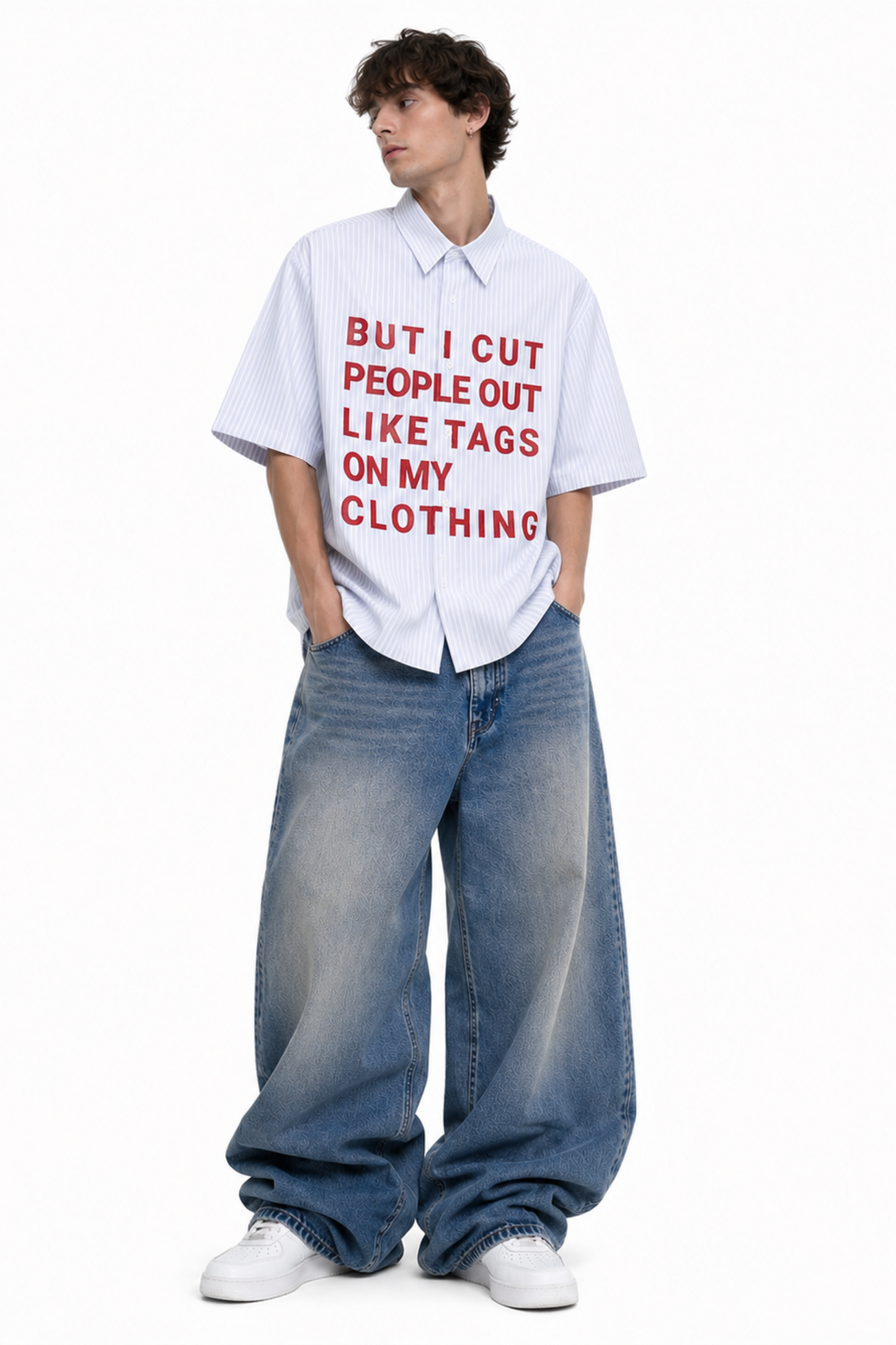 CUT PEOPLE OUT OVERSIZED STRIPED SHIRT BOXY FIT