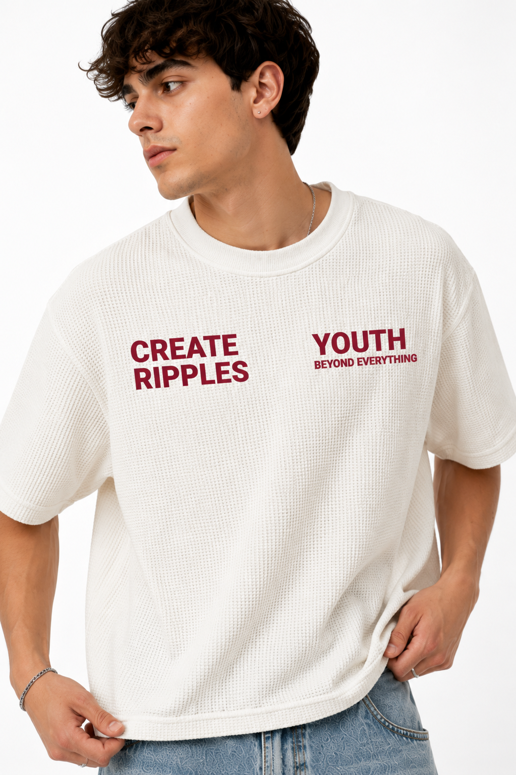 ONLY DEAD FISH GO WITH THE FLOW BOXY OVERSIZED T-SHIRT
