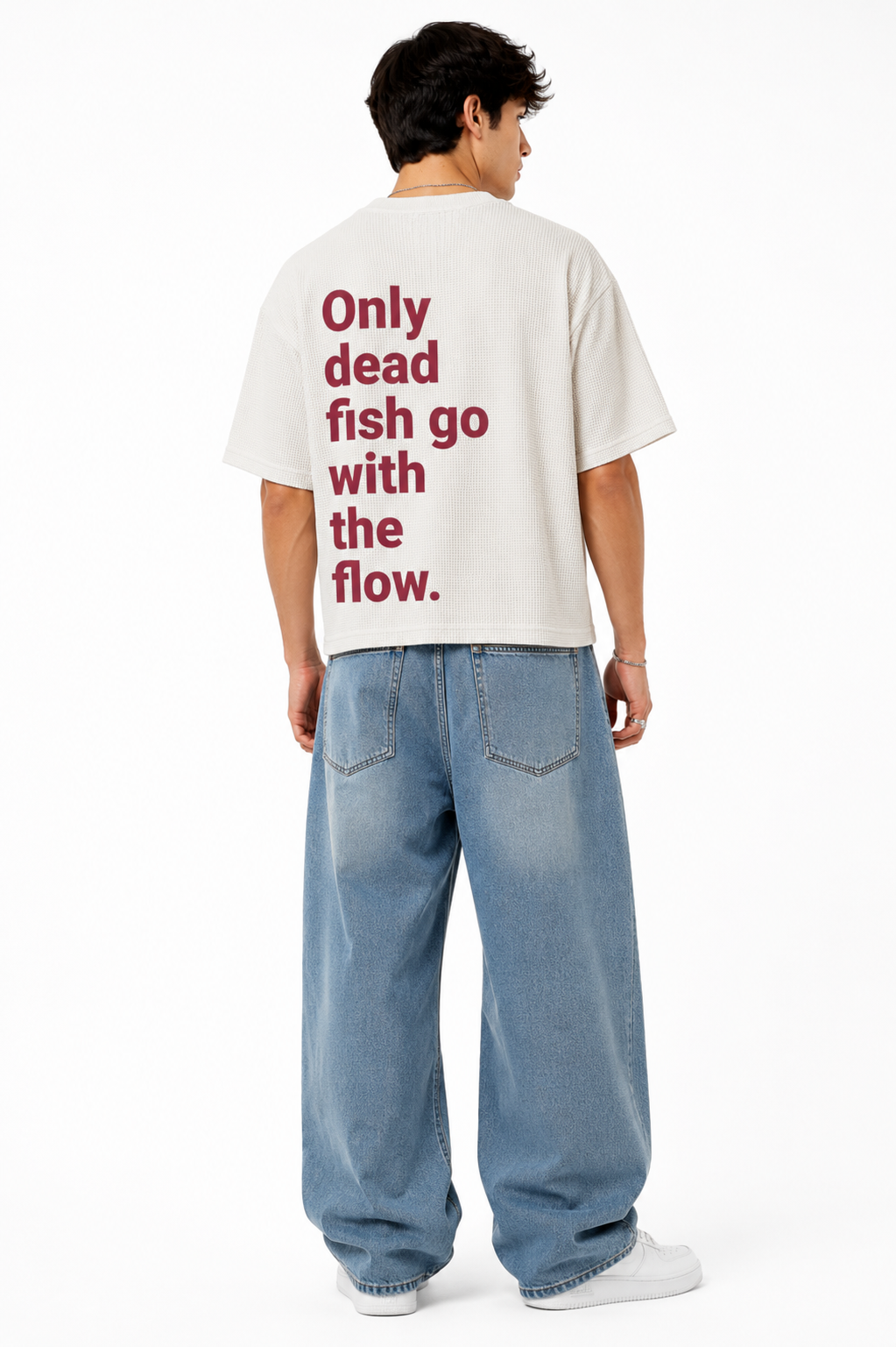 ONLY DEAD FISH GO WITH THE FLOW BOXY OVERSIZED T-SHIRT