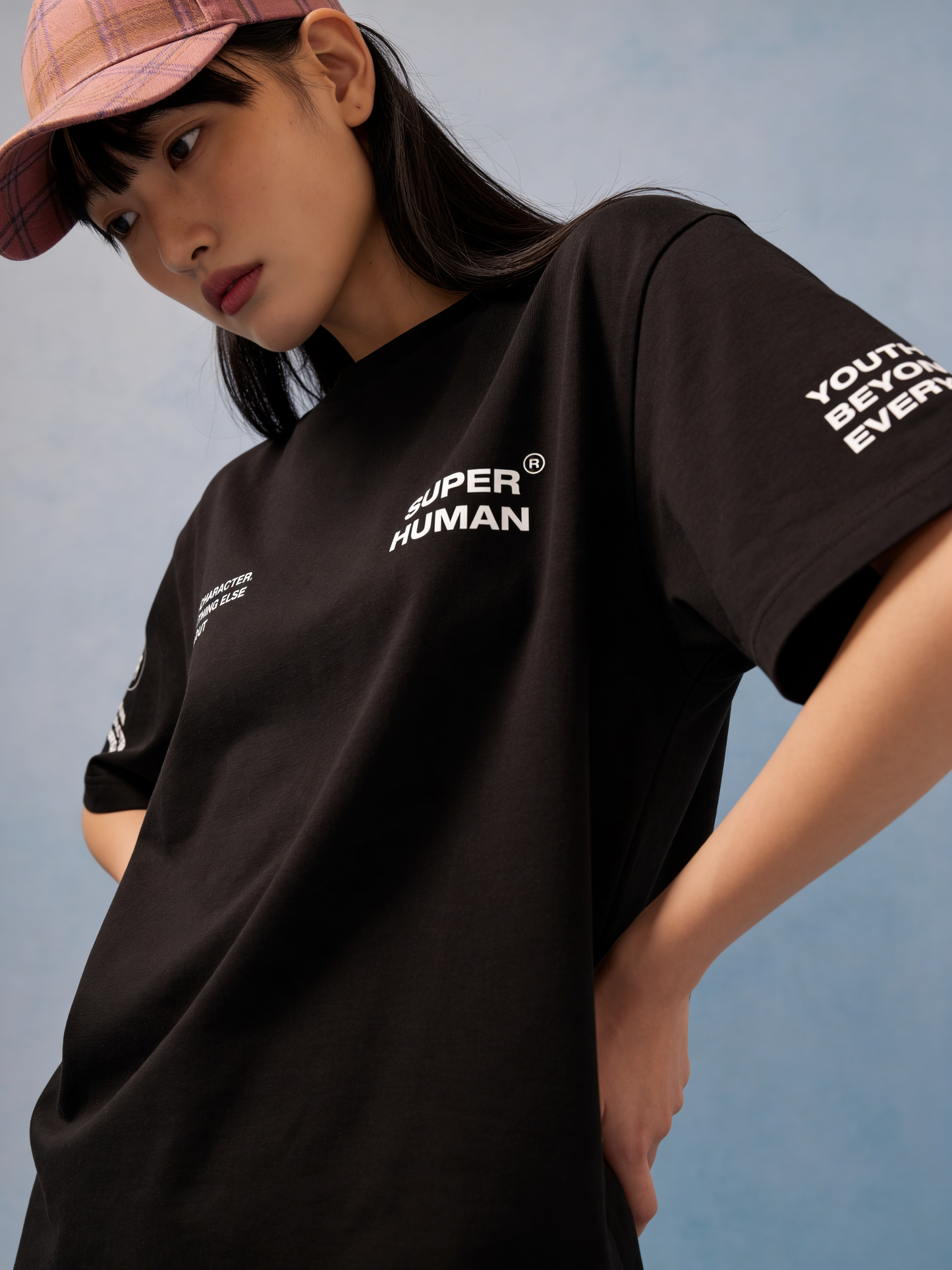 SUPER HUMAN BLACK OVERSIZED UNISEX T-SHIRT