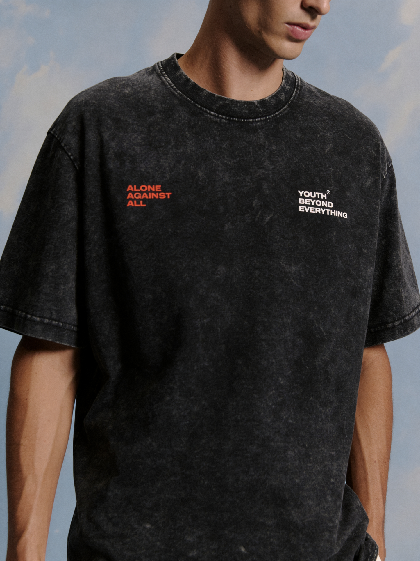 ALONE AGAINST ALL ACID WASH OVERSIZED T-SHIRT (UNISEX)