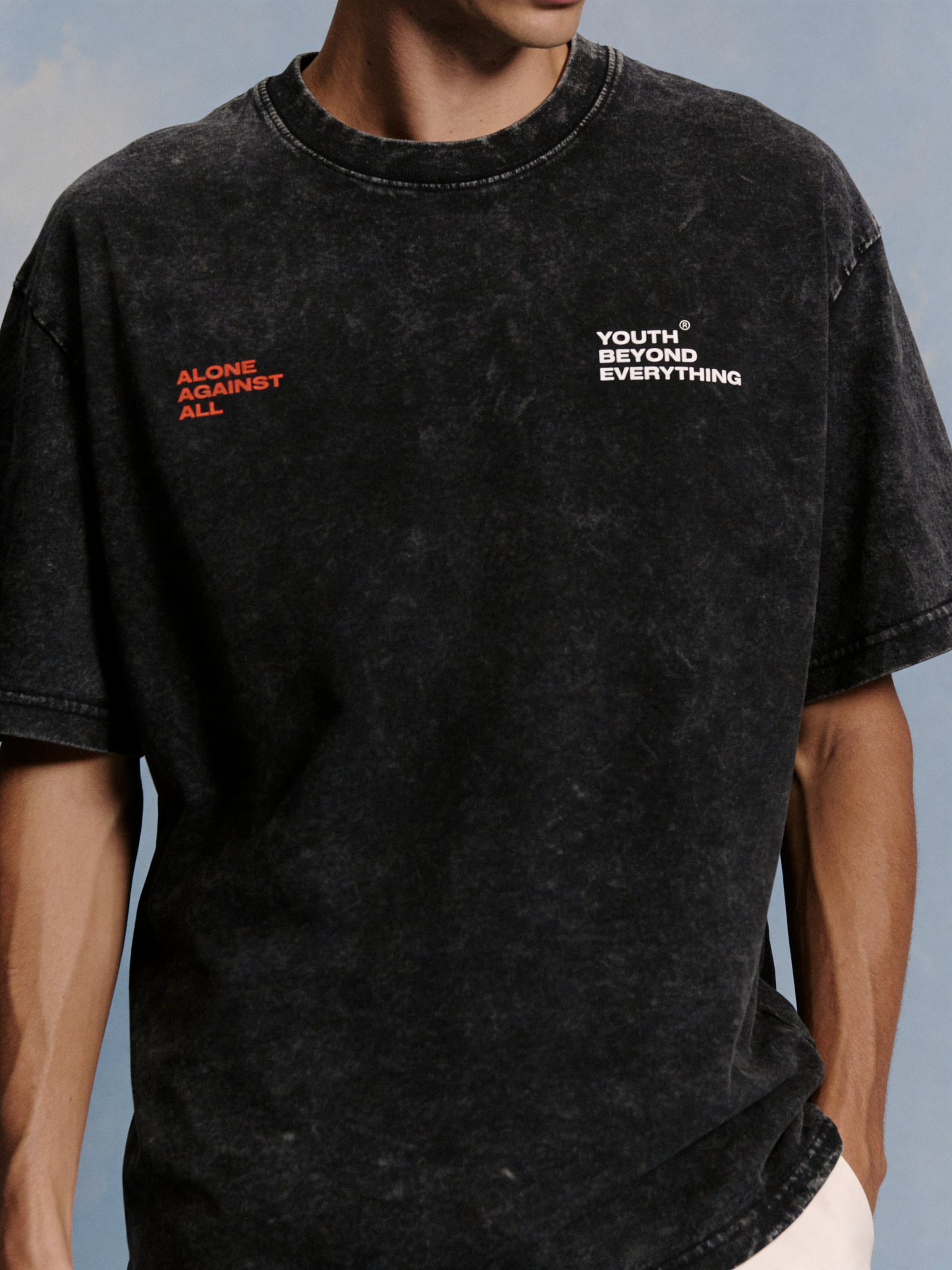 ALONE AGAINST ALL ACID WASH OVERSIZED T-SHIRT (UNISEX)