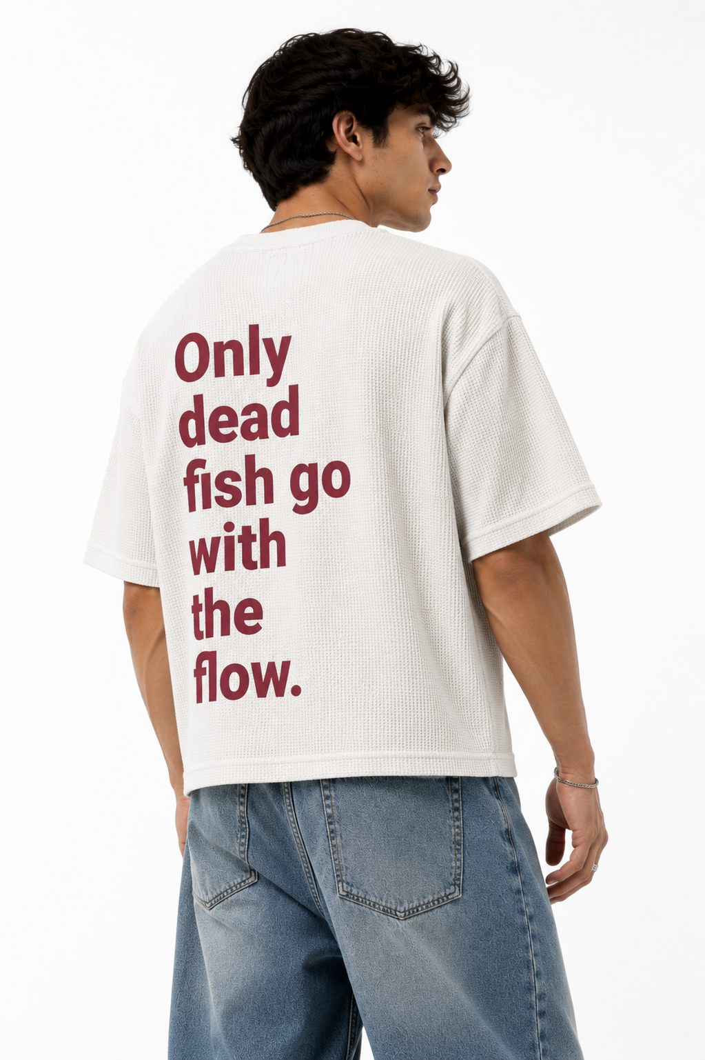 ONLY DEAD FISH GO WITH THE FLOW BOXY OVERSIZED T-SHIRT