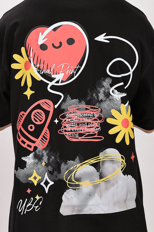 Black Doodle Oversized T-Shirt