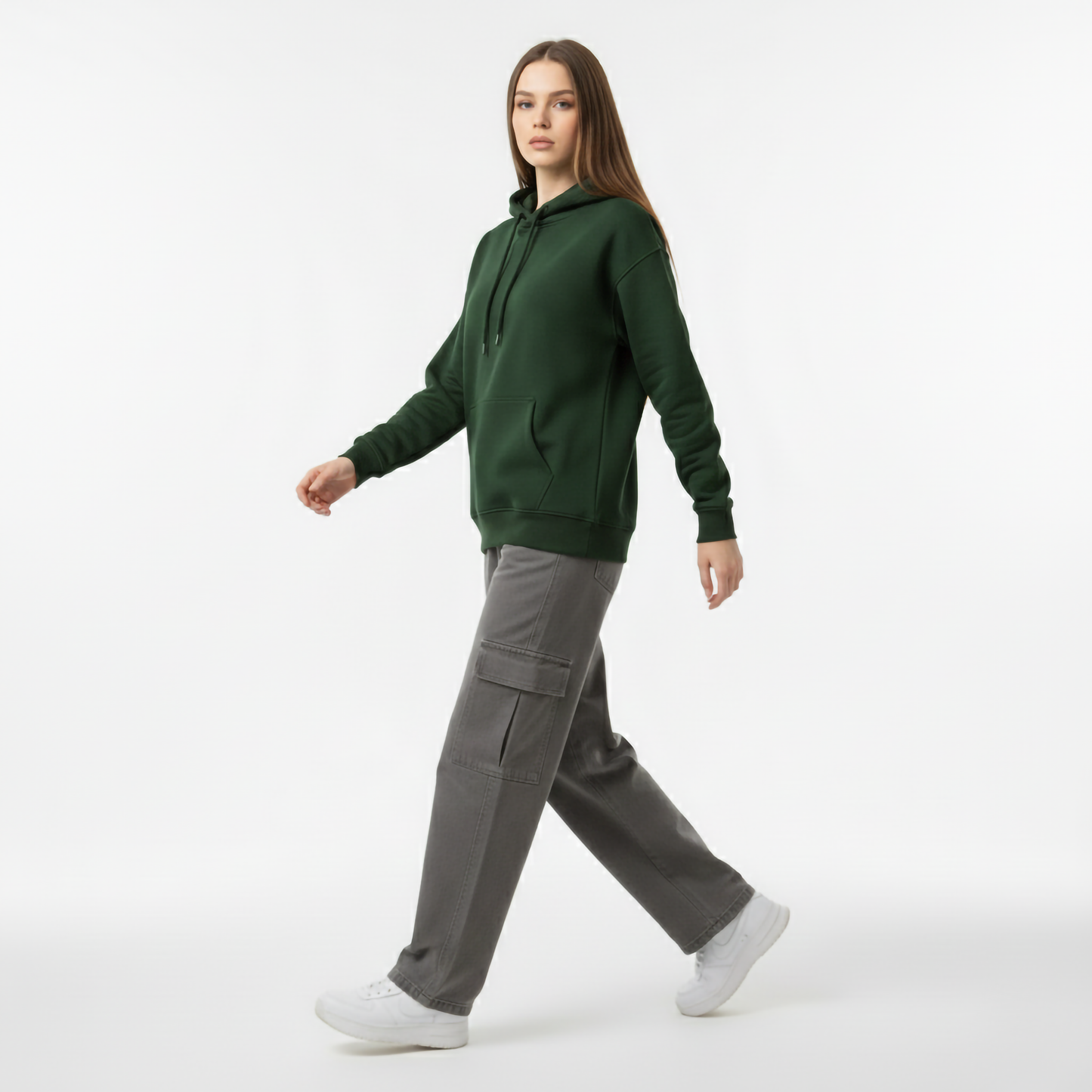 BOTTLE GREEN OVERSIZED HOODIE