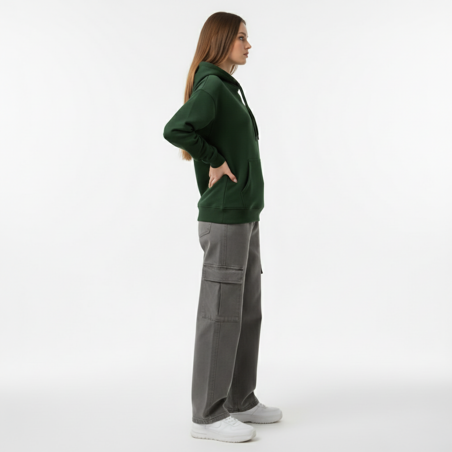 BOTTLE GREEN OVERSIZED HOODIE