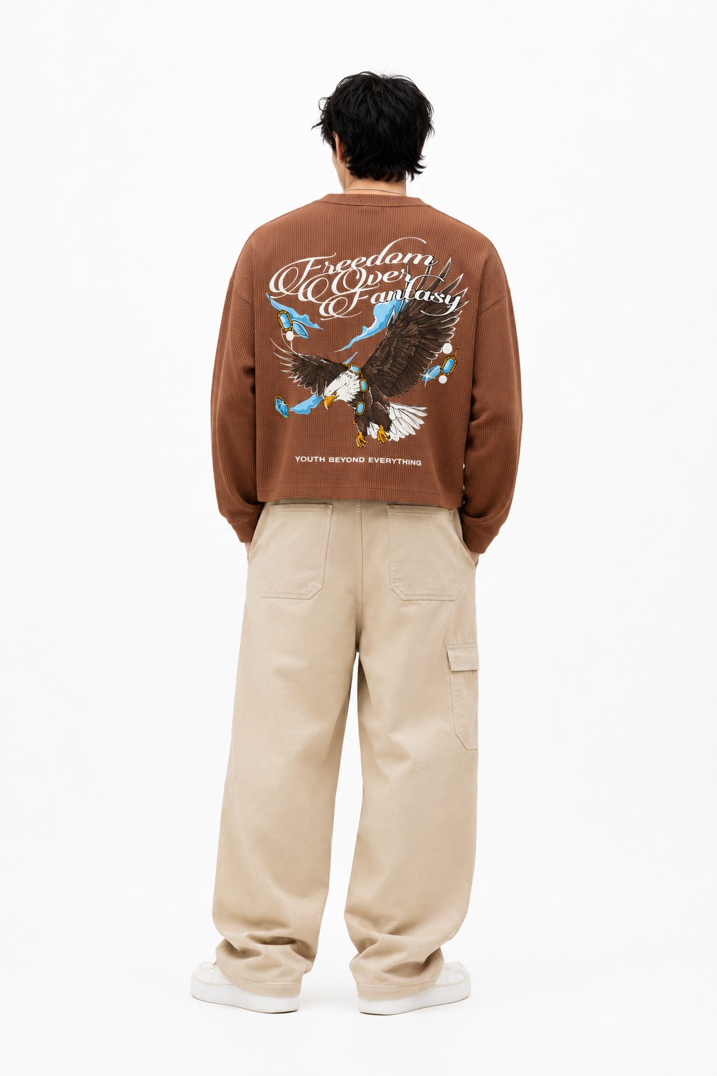 FREEDOM OVER FANTASY WAFFLE CROPPED OVERSIZED T-SHIRT (UNISEX)