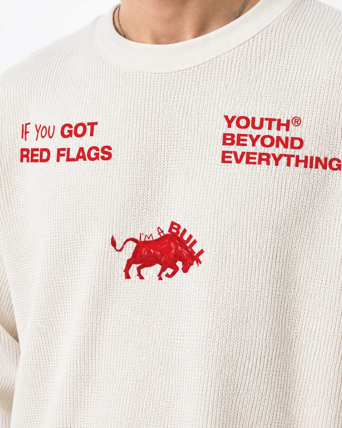 I AM A BULL OVERSIZED WAFFLE BOXY FIT CROPPED T-SHIRT