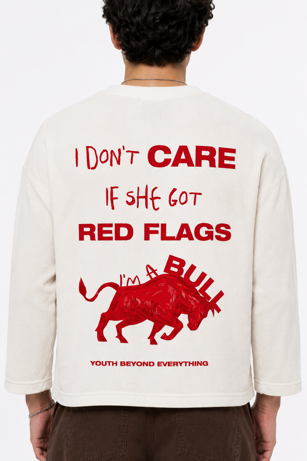 I AM A BULL OVERSIZED WAFFLE BOXY FIT CROPPED T-SHIRT
