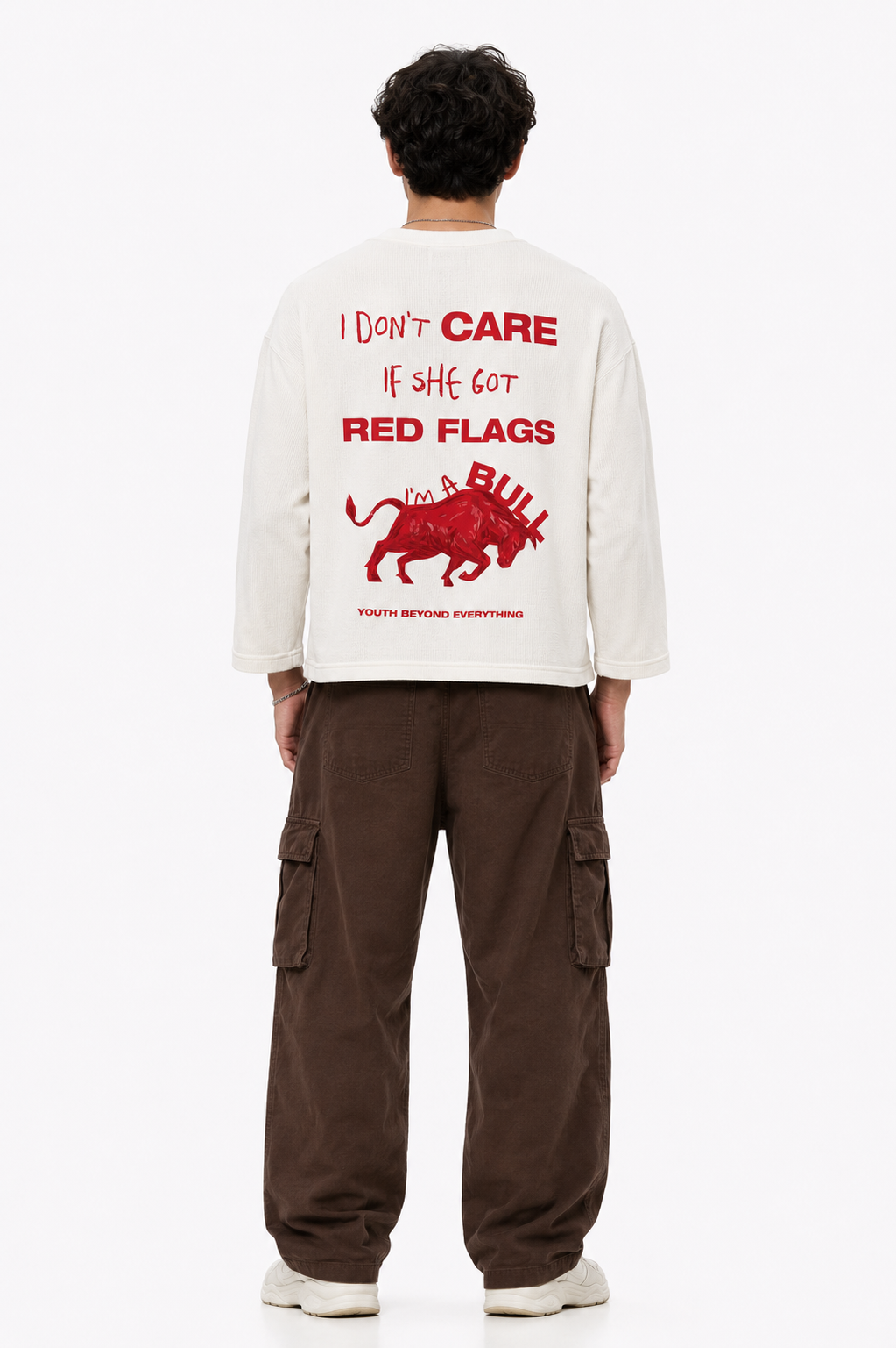 I AM A BULL OVERSIZED WAFFLE BOXY FIT CROPPED T-SHIRT