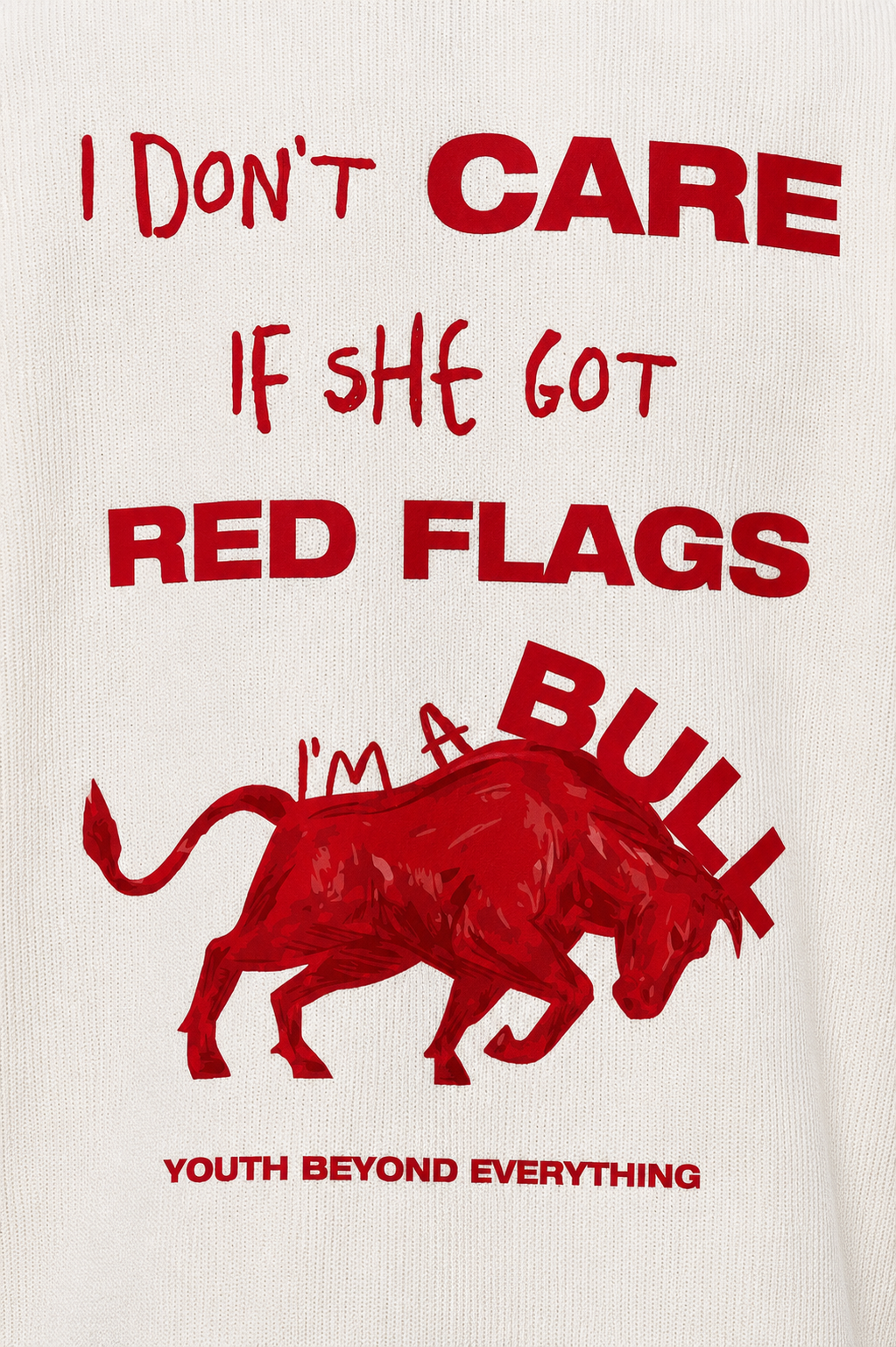 I AM A BULL OVERSIZED WAFFLE BOXY FIT CROPPED T-SHIRT