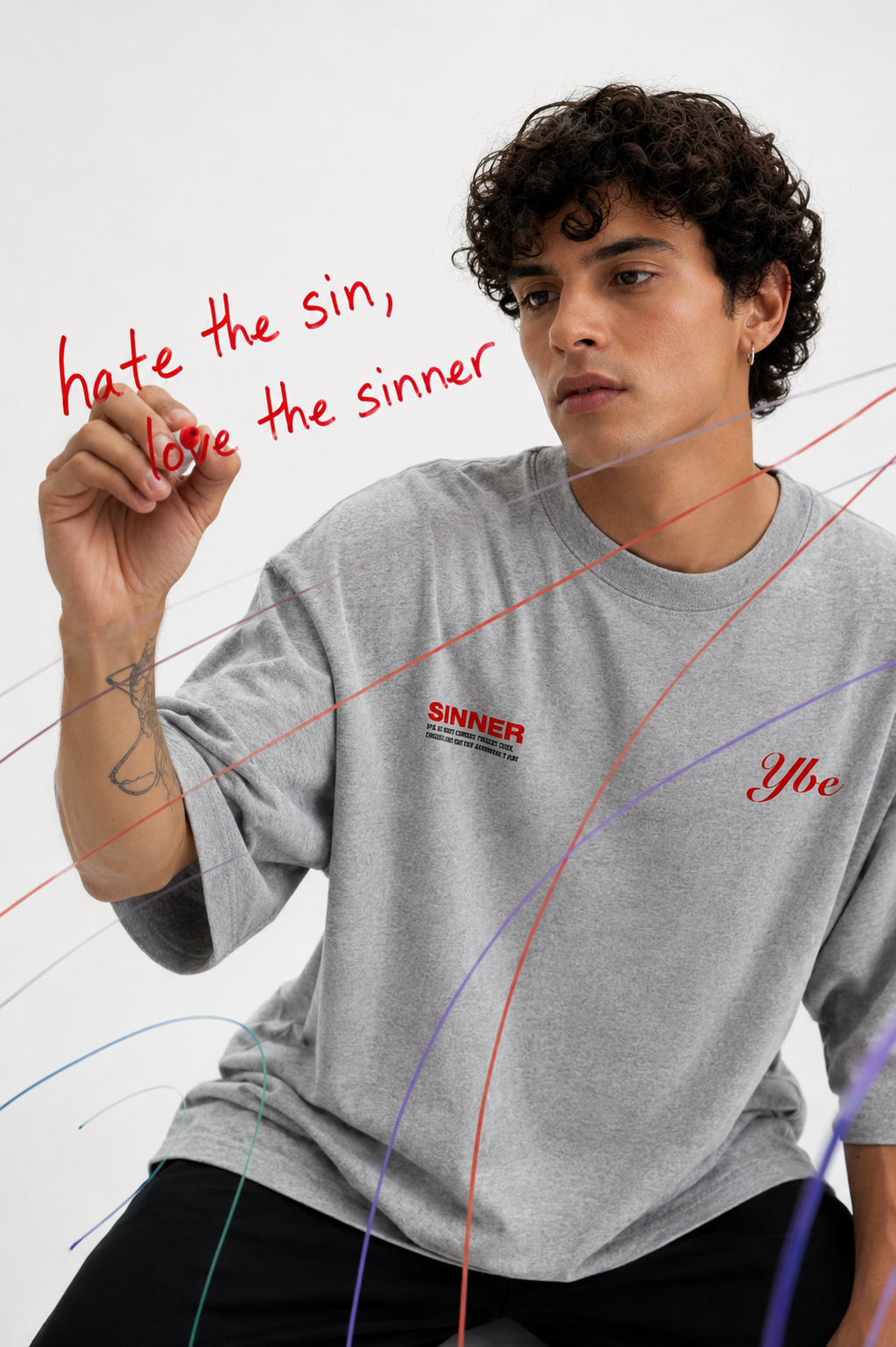 HATE THE SIN LOVE THE SINNER OVERSIZED T-SHIRT