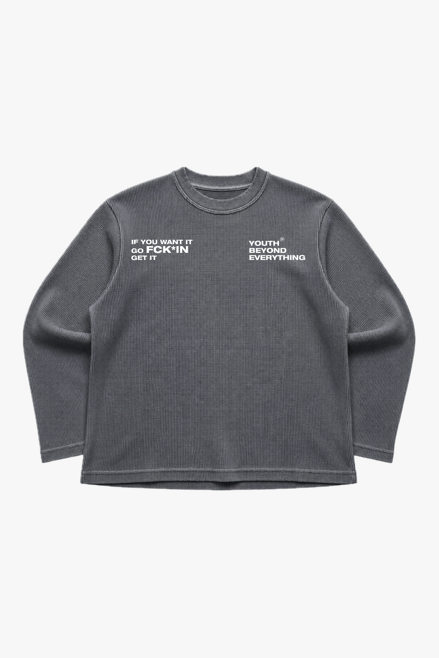 FCKING GET IT WAFFLE ACID WASH OVERSIZED T-SHIRT