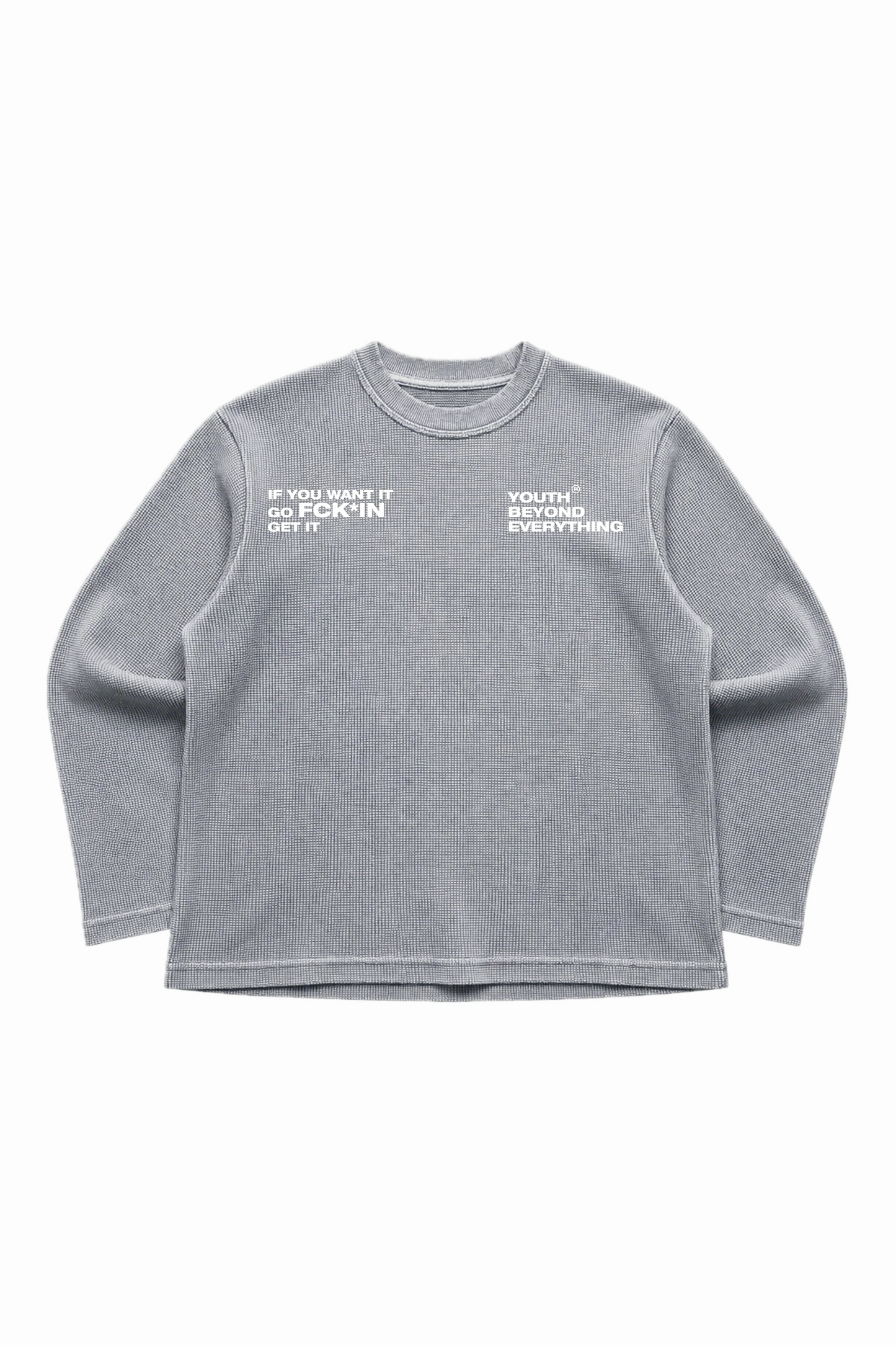 FCKING GET IT WAFFLE BOXY FIT/CROPPED OVERSIZED T-SHIRT (UNISEX)