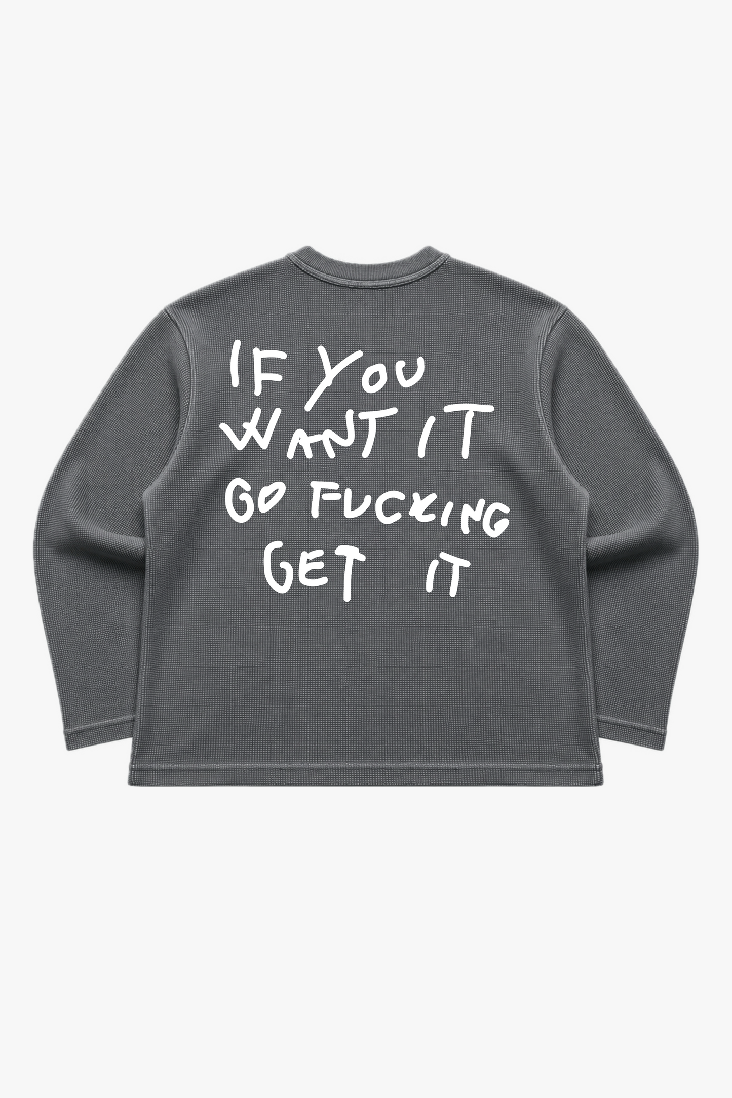 FCKING GET IT WAFFLE ACID WASH OVERSIZED T-SHIRT