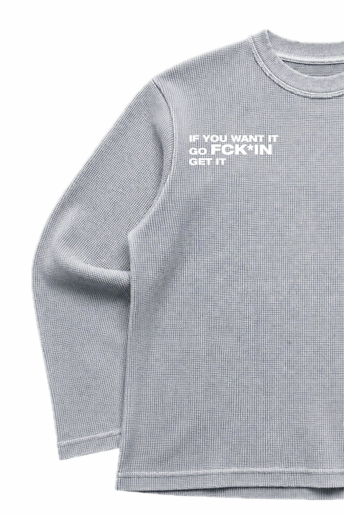FCKING GET IT WAFFLE BOXY FIT/CROPPED OVERSIZED T-SHIRT (UNISEX)