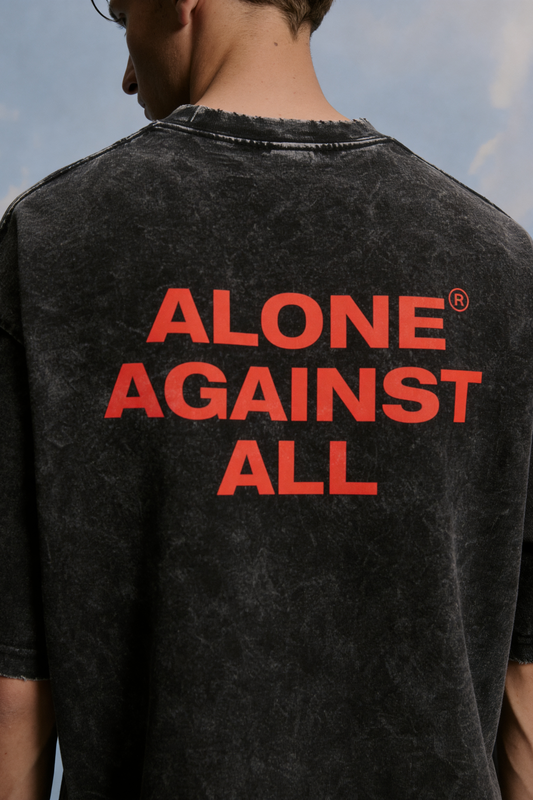 ALONE AGAINST ALL ACID WASH OVERSIZED T-SHIRT (UNISEX)
