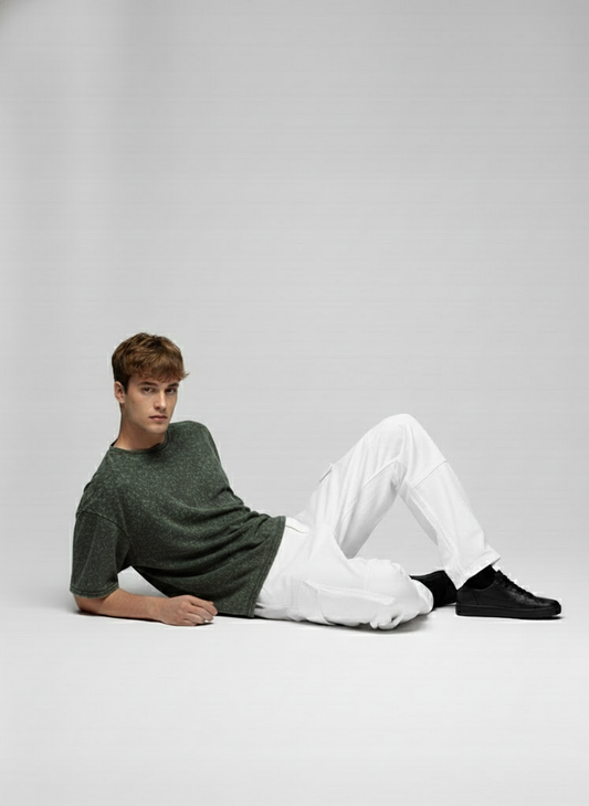 BOTTLE GREEN ACID WASH OVERSIZED T-SHIRT