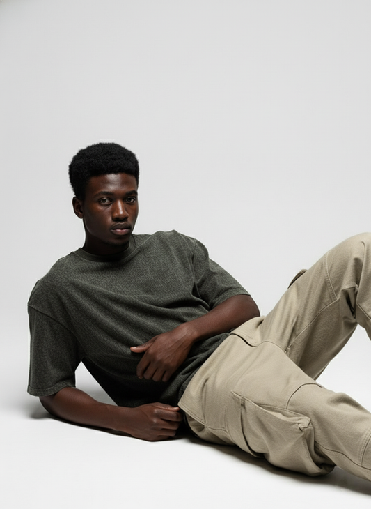 OLIVE GREEN ACID WASH OVERSIZED T-SHIRT