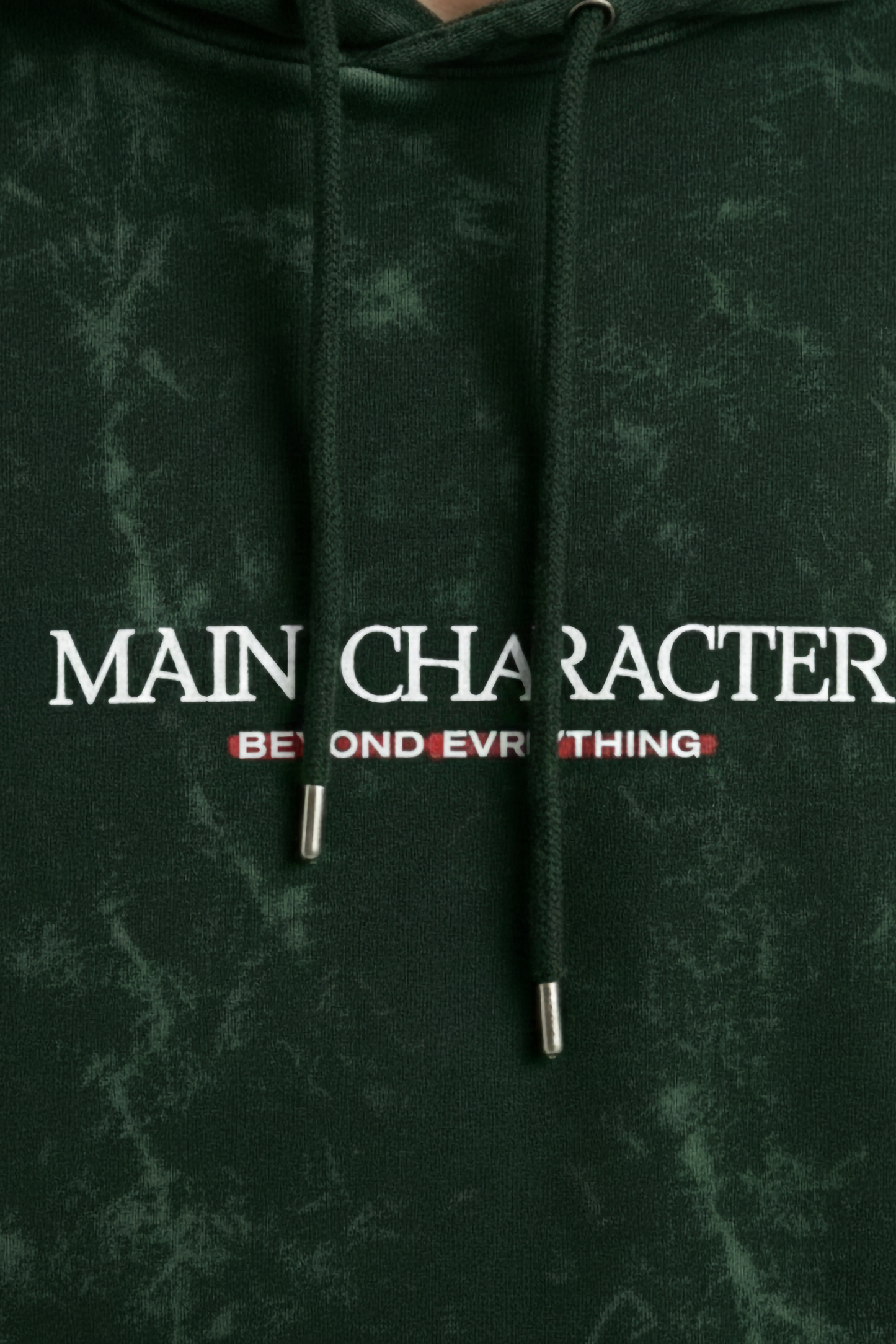 MAIN CHARACTER ACID WASHED HOODIE BOTTLE GREEN