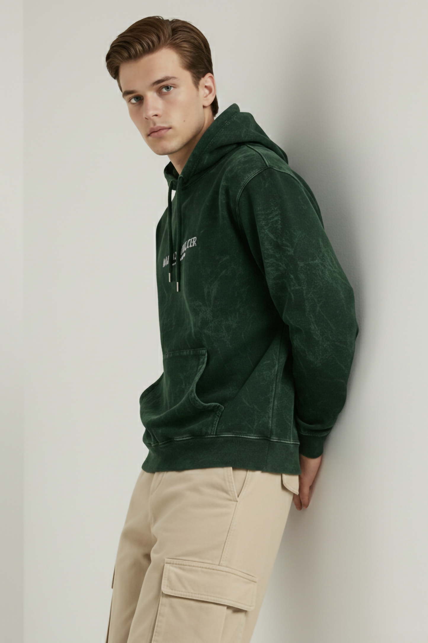 MAIN CHARACTER ACID WASHED HOODIE BOTTLE GREEN