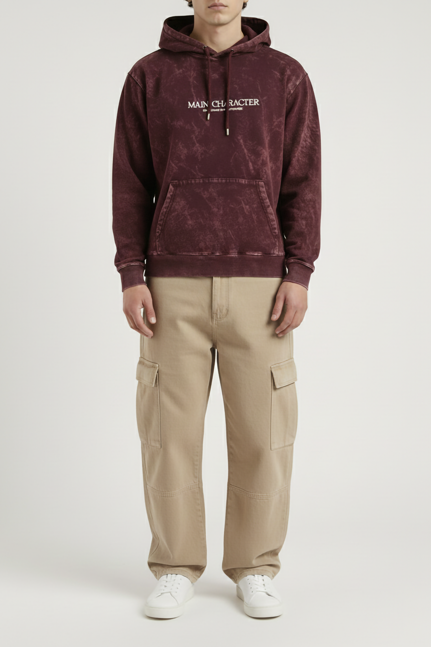 MAIN CHARACTER ACID WASHED HOODIE MAROON