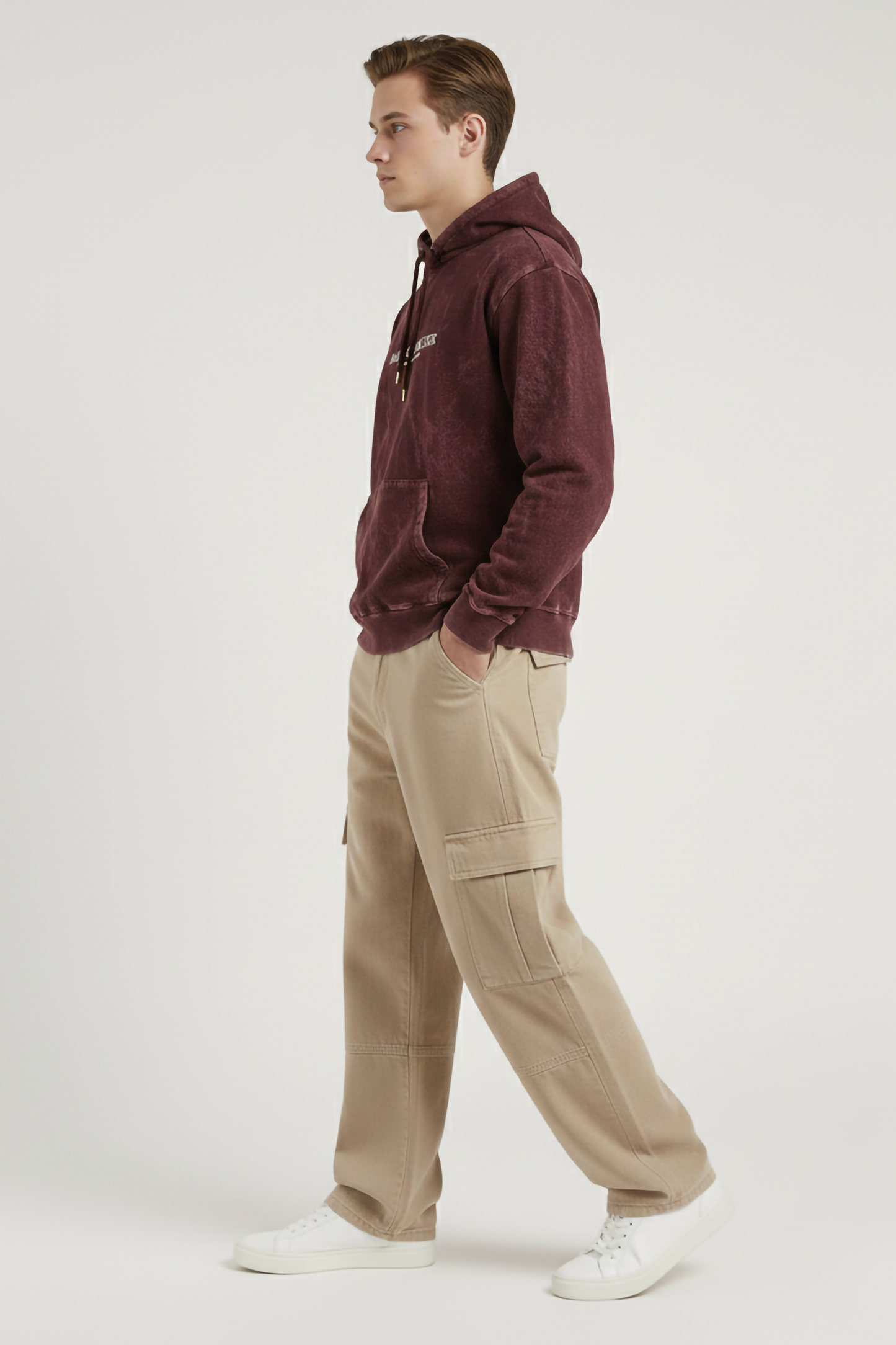 MAIN CHARACTER ACID WASHED HOODIE MAROON